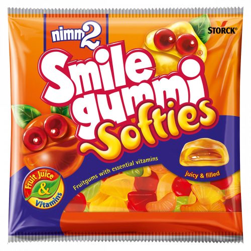 nimm2 Smilegummi Softies puha vegyes gyümölcs ízű töltött gumicukorka vitaminokkal 90 g