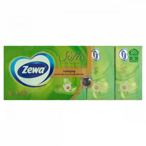 Zewa Softis Aloe Balsam illatosított papír zsebkendő 4 rétegű 10 x 9 db