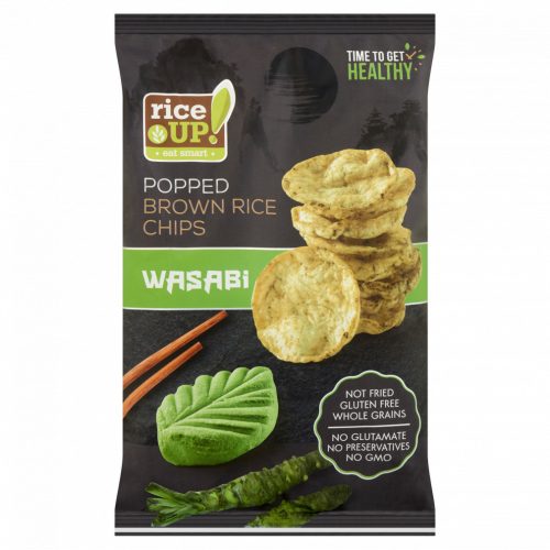 RiceUp! Eat Smart teljes kiőrlésű barna rizs chips wasabi ízesítéssel 60 g