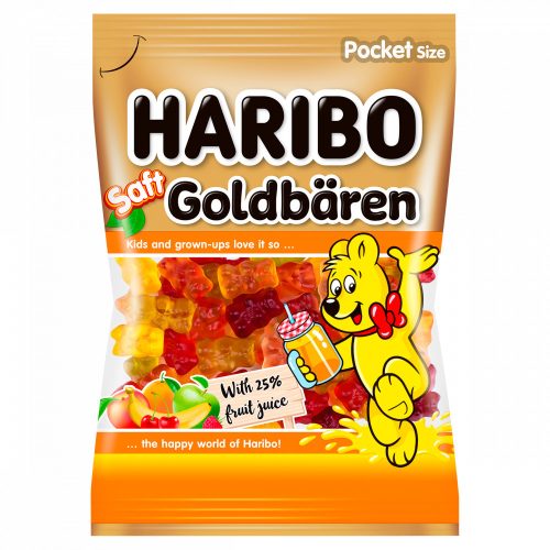 Haribo Goldbären Saft gyümölcsízű gumicukorka gyümölcslével 85 g