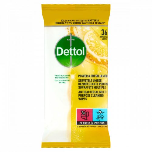 Dettol Power & Fresh Frissítő Citrom & Lime univerzális felülettisztító törlőkendő 36 db