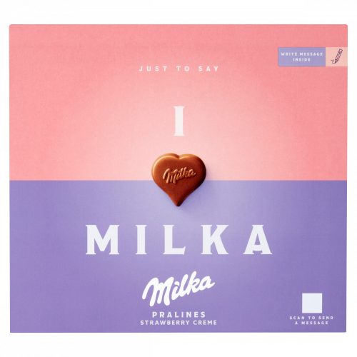 Milka I love Milka alpesi tejcsokoládé praliné epres töltelékkel 20 db 110 g