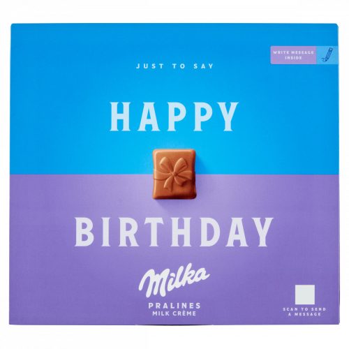 Milka Happy Birthday alpesi tejcsokoládé praliné tejes krémtöltelékkel 20 db 110 g