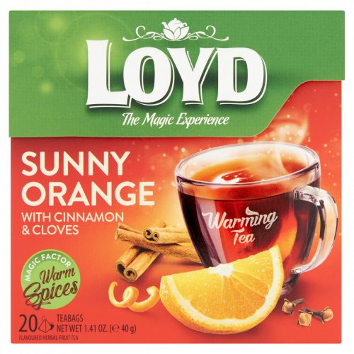 Loyd Sunny Orange narancs, fahéj és szegfűszeg ízű gyümölcstea 20 filter 40 g