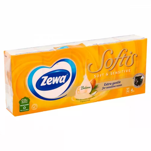 Zewa Softis 4 rétegű papírzsebkendő Soft&Sensitive 10x9