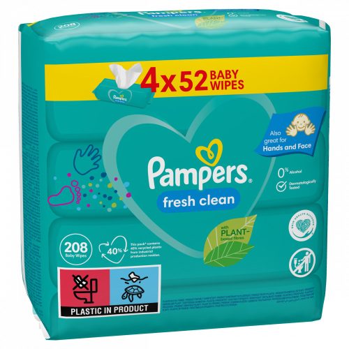 Pampers Fresh Clean Nedves Törlőkendő, 4 Csomag = 208 db