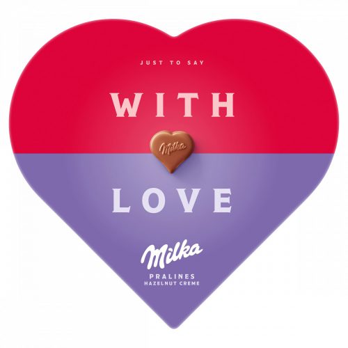 Milka I love Milka alpesi tejcsokoládé praliné mogyorós krémtöltelékkel 165 g