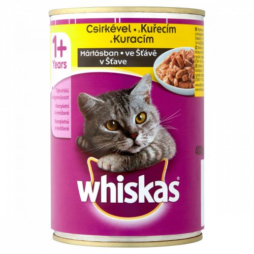 Whiskas teljes értékű nedves eledel felnőtt macskáknak csirkével mártásban 400 g