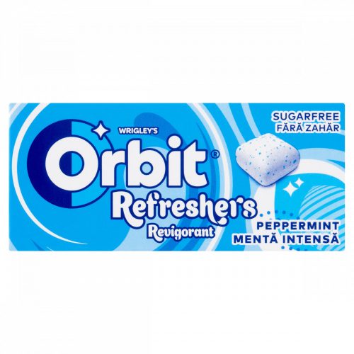 Orbit Refreshers Peppermint menta- és mentolízű cukormentes rágógumi édesítőszerrel 15,6 g