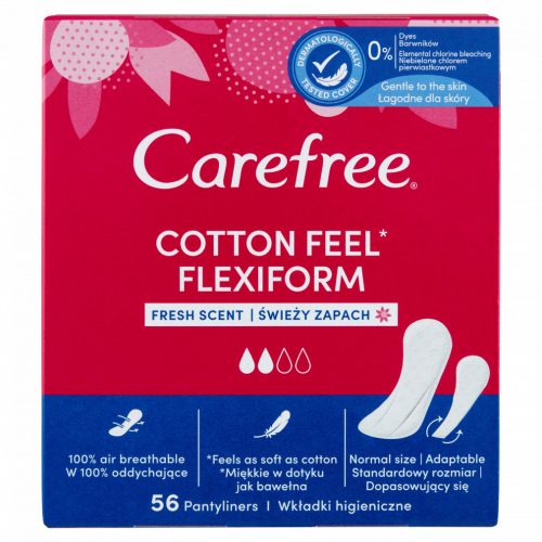 Carefree Cotton Feel Flexiform tisztasági betét friss illattal 56 db