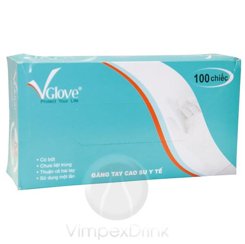 Vglove Latex vizsgálókesztyű púderes M 100db