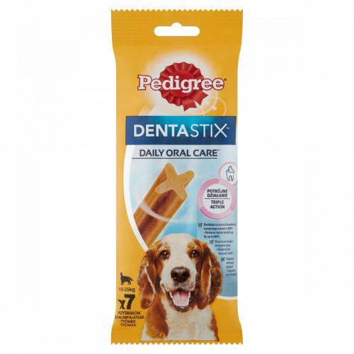 Pedigree DentaStix kiegészítő állateledel 10-25 kg-os, 4 hónapnál idősebb kutyák számára 7 db 180 g