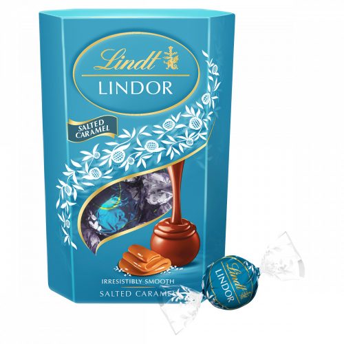 Lindor Salted Caramel cornet sóskaramellás csok.golyók díszdob. 200g