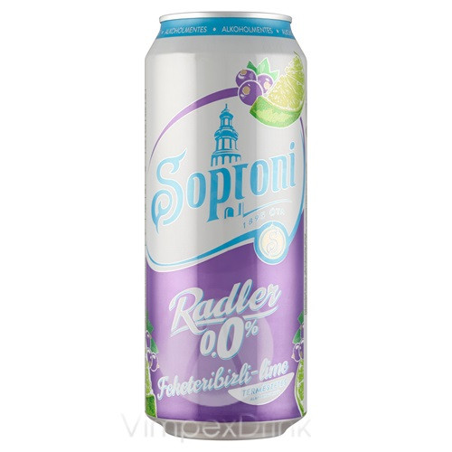 soproni radler feketeribizli-lime 0,0% 0,5l dobozos  /24/