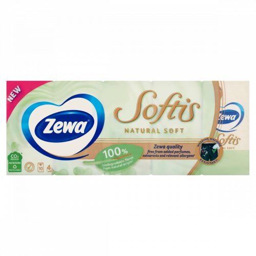 Zewa Softis Natural Soft illatmentes papír zsebkendő 4 rétegű 10 x 9 db