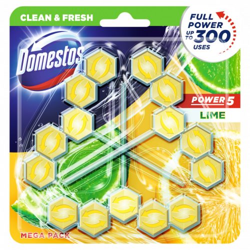 DOMESTOS Power5 WC frissítő blokk Lime 3 x 55 g