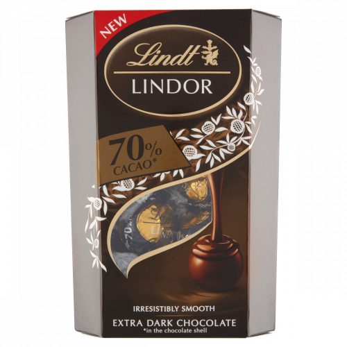 Lindt Lindor extra keserű étcsokoládé lágyan olvadó töltelékkel 70% 200 g