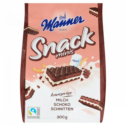 Manner Snack ropogós kakaós ostya tejszínes- és kakaós krémmel töltve, kekszdarabkákkal 300 g