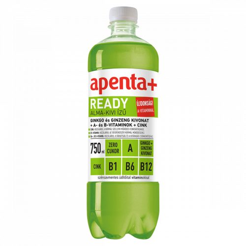 Apenta+ Ready alma-kiwi ízű szénsavmentes energiamentes üdítőital vitaminokkal 750 ml