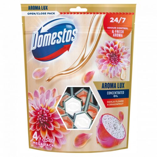 DOMESTOS Aroma Lux Dahlia Flower & Dragonfruit WC frissítő blokk 4 x 55 g