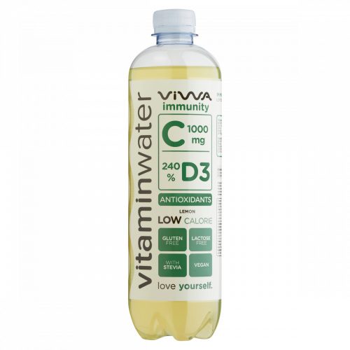 Viwa Vitaminwater Immunity citrom ízű, csökkentett energiatartalmú szénsavmentes üdítőital 600 ml