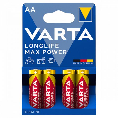 Varta Longlife Max Power AA LR6 1,5 V nagy teljesítményű alkáli elem 4 db