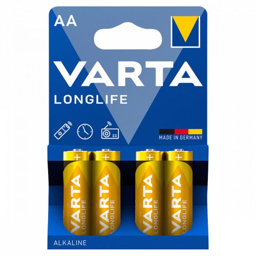 Varta Longlife AA LR6 1,5 V nagy teljesítményű alkáli elem 4 db