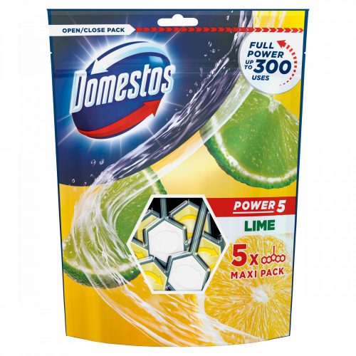 DOMESTOS Power5 WC frissítő blokk Lime 5 x 55 g