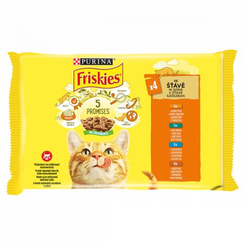 Friskies szószban csirkével/kacsával/lazaccal/pulykával macskaeledel 4 x 85 g (340 g)