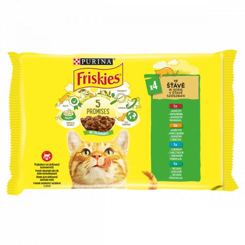 Friskies szószban marhával/csirkével/tonhallal/tőkehallal macskaeledel 4 x 85 g (340 g)