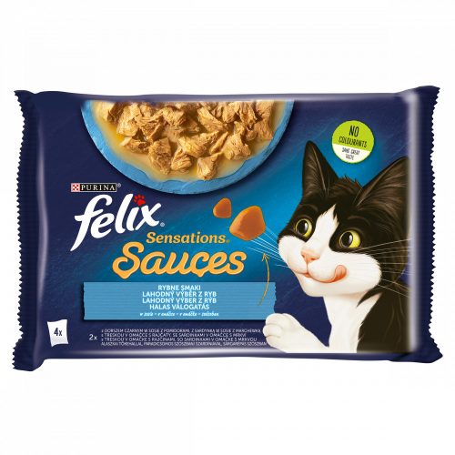 Felix Sensations Sauces Halas Válogatás szószban nedves macskaeledel 4 x 85 g (340 g)