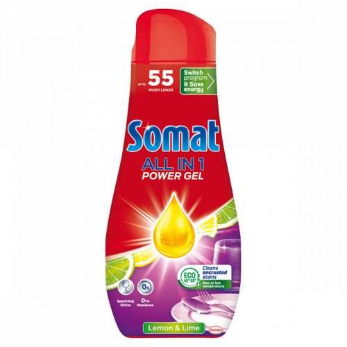 Somat All in 1 Lemon & Lime gépi mosogatószer gél 55 mosogatás 990 ml