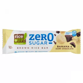   RiceUp! Zero Sugar puffasztott teljes kiőrlésű barna rizsszelet banános ízű étcsokoládéval 18 g