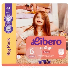   Libero Up&Go egyszerhasználatos bugyipelenka, méret: 6, 13-20 kg, 34 db