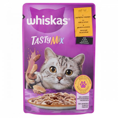 Whiskas Tasty Mix teljes értékű nedves eledel felnőtt macskáknak báránnyal és pulykával 85 g