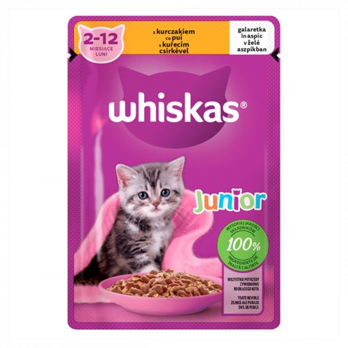 Whiskas Junior teljes értékű nedves eledel kölyökmacskáknak csirkével aszpikban 85 g