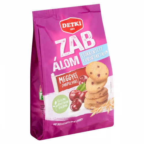 Detki  Zab Álom csökkentett cukortartalmú meggyes-zabpelyhes omlós keksz 150 g