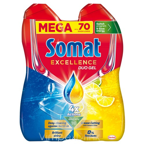 Somat m.gép gél 2x630ml Excellence Lem.